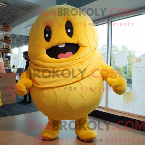 Maskot karakter af en gul...