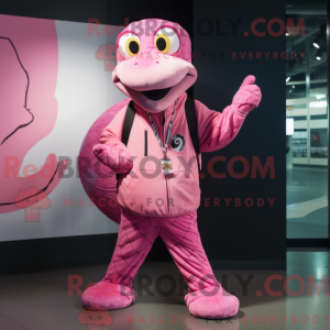 Maskotkarakter af en Pink...