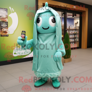 Maskot karakter af en cyan...
