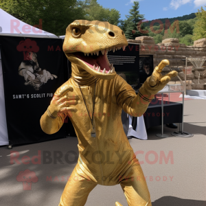 Gold Allosaurus maskot...