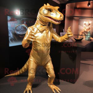 Gold Allosaurus maskot...