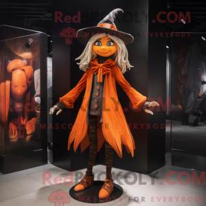 Maskotfigur af en orange...