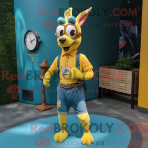 Maskot karakter av en gul...