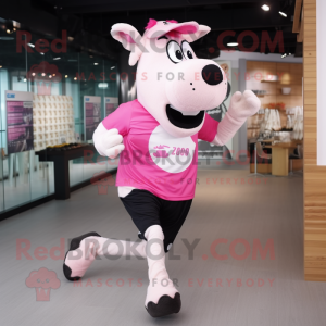 Pink Holstein Cow mascotte...