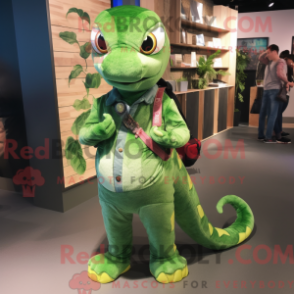 Mascottekostuum groene python met boyfriendjeans en broches - Python-mascottes - REBROKO_367083 - RedBrokoly.com