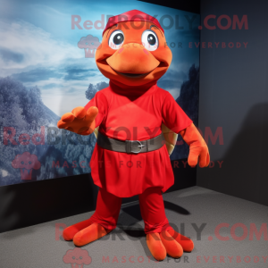 Maskot postava červené...