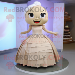 Tan Wedding Cake mascot costume character dressed with a Skirt and Belts