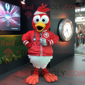 Maskot karakter af en rød...