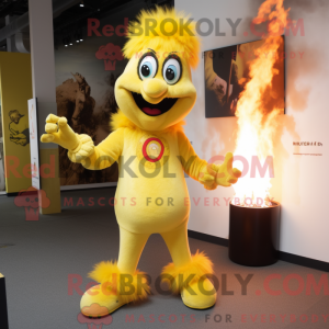 Mascottefiguur van een gele...