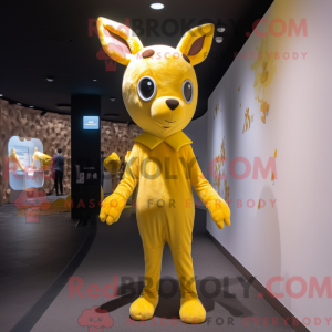 Mascottefiguur van een geel...