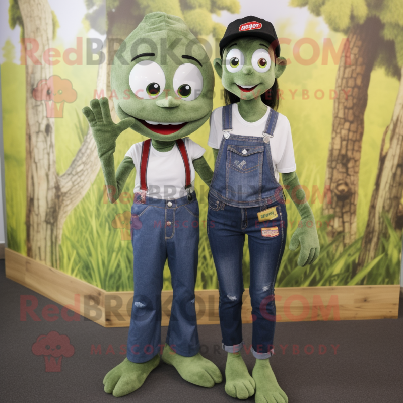 Olive Vampire mascot costume character dressed with a Mom Jeans and Ties