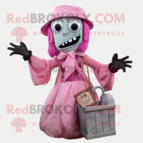 Pink Graveyard mascot costume character dressed with a Blouse and Gloves