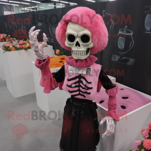 Pink Graveyard mascot costume character dressed with a Blouse and Gloves