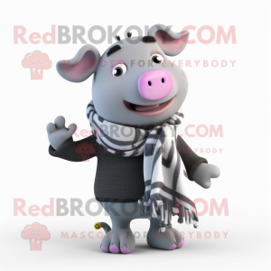 Gray Pig maskot kostume...