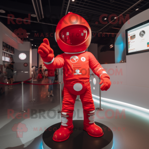 Röd astronaut maskotdräkt...