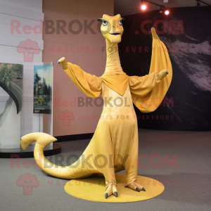 Guld Brachiosaurus maskot...