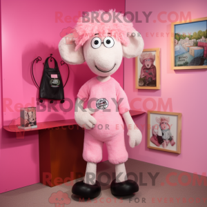 Maskottchenfigur eines rosa...