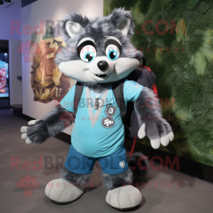 Sky Blue Raccoon maskot...