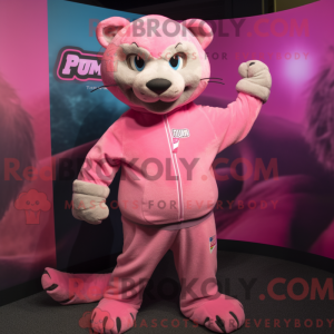 Maskotkarakter af en Pink...