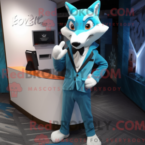 Mascot character of a Cyan...