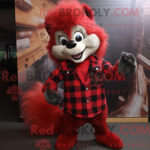 Mascottefiguur van een rood...