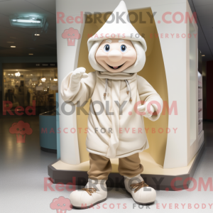Maskotfigur av en kremalv...