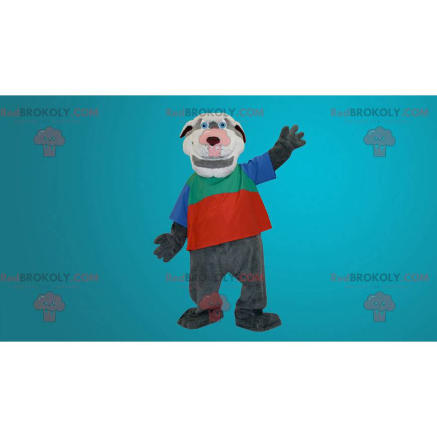 Šedý a bílý pes maskot - Redbrokoly.com