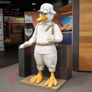 Cream Pigeon maskot kostume...