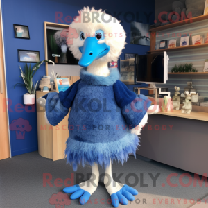 Maskot karaktär av en blå...
