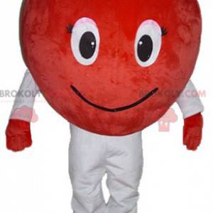 Mascotte de pomme rouge géante et souriante - Redbrokoly.com