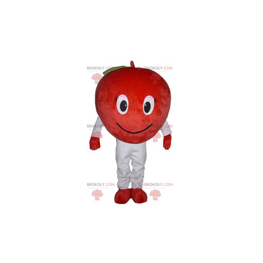 Mascotte de pomme rouge géante et souriante - Redbrokoly.com