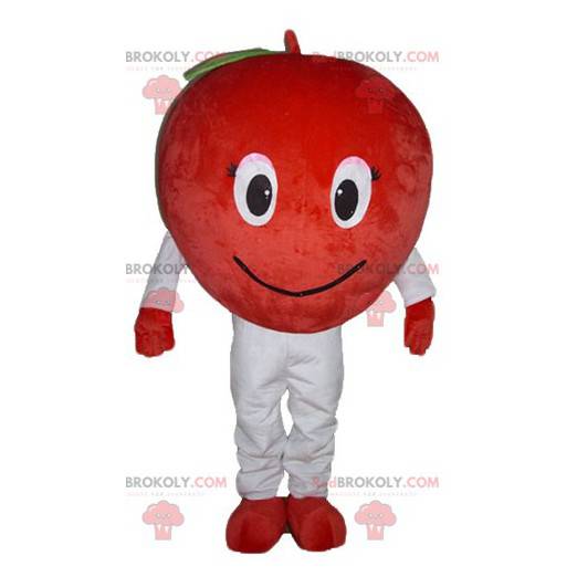 Mascote gigante e sorridente de maçã vermelha - Redbrokoly.com