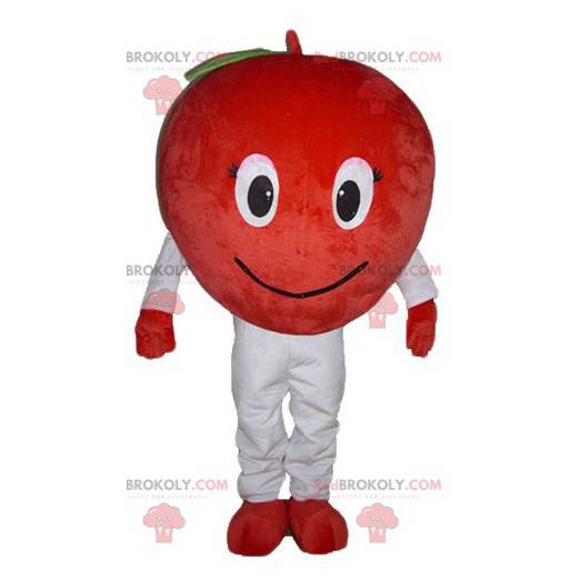 Mascotte de pomme rouge géante et souriante - Redbrokoly.com