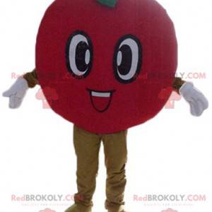Mascotte de pomme rouge de cerise ronde souriante -