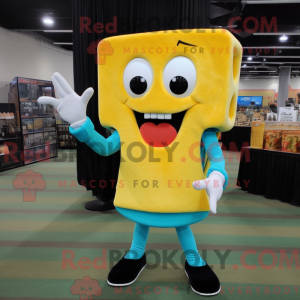 Maskot karakter af en cyan...