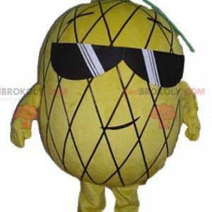 Gul og grønn ananas maskot med solbriller - Redbrokoly.com