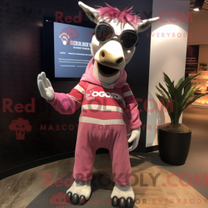 Maskotkarakter av en rosa...