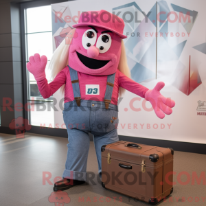 Maskotkarakter av en rosa...