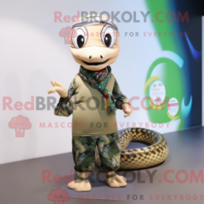 Maskot av en Python iklädd linne och pannband - Python Mascots - REBROKO_368914 - RedBrokoly.com