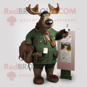 Forest Green Irish Elk mascot costume character dressed with a Parka and Wallets