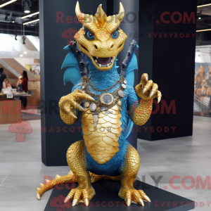 Maskotfigur af en gulddrage...