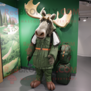 Forest Green Irish Elk mascot costume character dressed with a Parka and Wallets