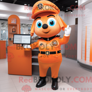 Maskotfigur af en orange...
