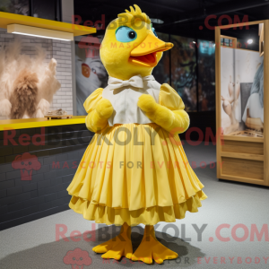 Maskot karakter af en gul...