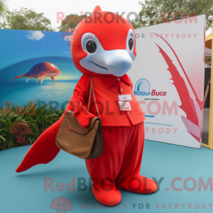 Maskot-karakter af en rød...