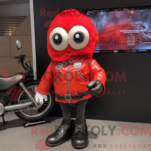 Mascottefiguur van een rode...