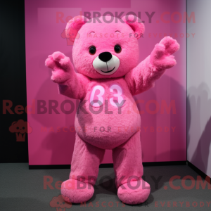 Mascottefiguur van een roze...
