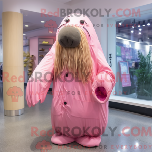 Mascottefiguur van een roze...