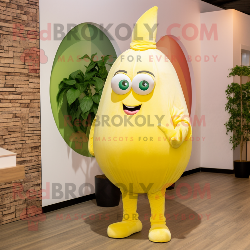 Lemon Yellow Onion mascot costume character dressed with a Chinos and Watches Lemon Yellow Onion mascot costume character dressed with a Chinos and Watches