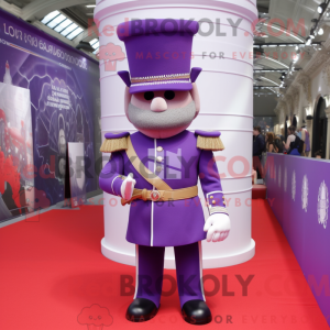 Maskot karakter af en lilla...